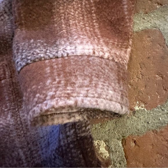 Madewell Brushed Plaid Knit Shirt Jacket Faded Fig Button Pockets Women medium - Picture 6 of 16